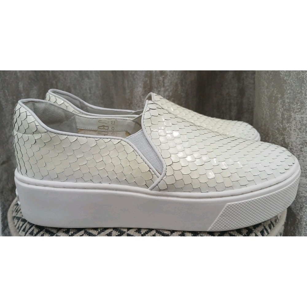 Schutz White Scale Textured Platform Slip On Snea… - image 5